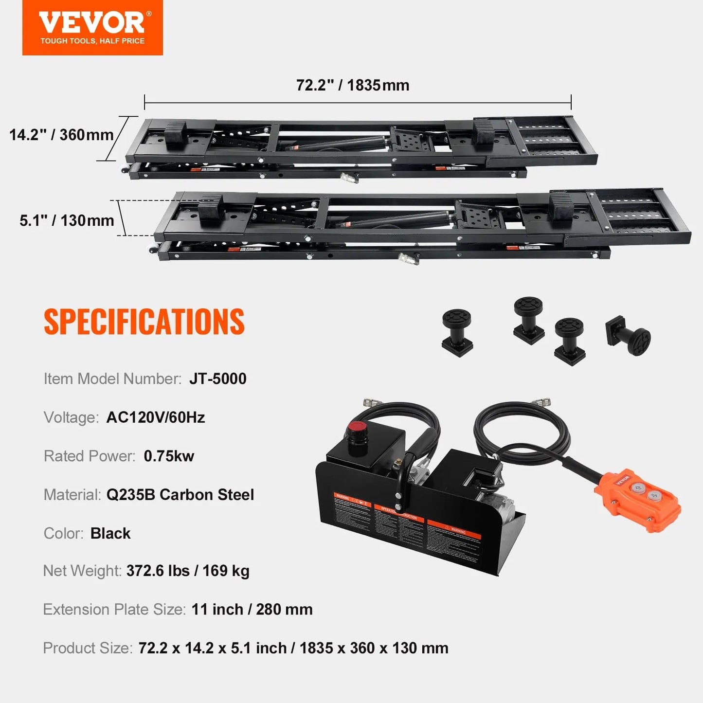 Portable Car Lift 5000 LBS Automatic Car Lift System Jack for Home Garage